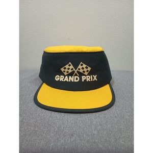 Vintage Grand Prix Racing Checkered Flags Yellow Black Snapback Cap Hat